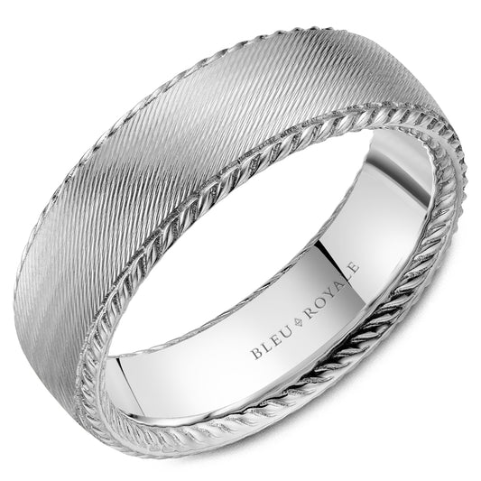Maharaja Collection Bleu Royale Men's Wedding Band in 14K White Gold (5.5mm Wide, 2.3mm Thick)