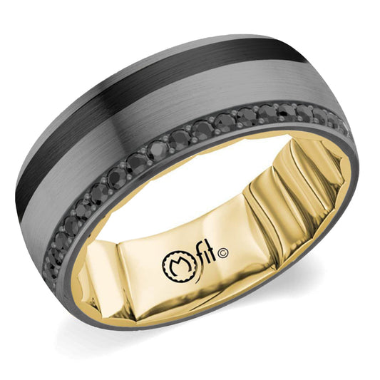 Maharaja Collection Black Diamond Men's Wedding Band in 14K Black and Yellow Gold (0.51ctw)
