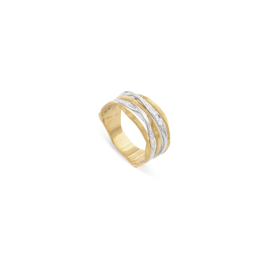 Maharaja Collection Marco Bicego® Marrakech Onde Multi Strand Ring with 0.10ctw Diamonds in 18K Yellow Gold (0.10ctw)