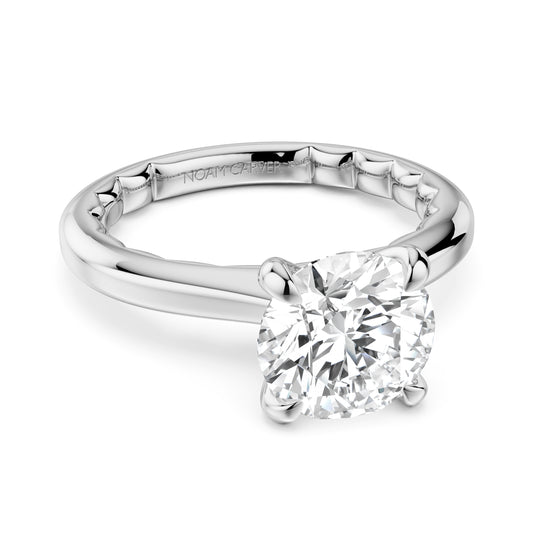 Maharaja Collection Luna Solitaire Engagement Ring For 2ct Round Center in 14K White Gold (2.2mm Wide, Size 6.5)