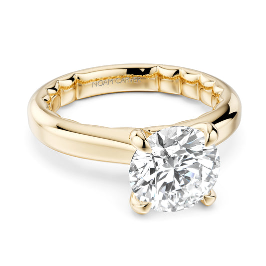 Maharaja Collection Luna Solitaire Engagement Ring for 2ct Round Center in 14K Yellow Gold (3mm wide, Size 6.5)