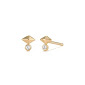 Maharaja Collection Giza Pyramid Diamond Stud Earrings in 14K Gold