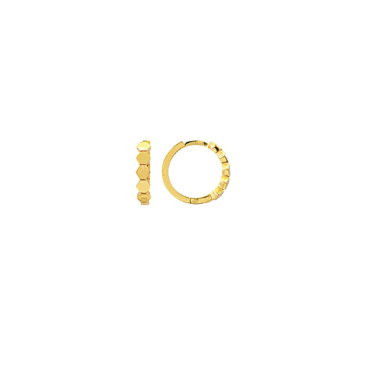 Maharaja Collection Honey Comb Mini Huggie Earring in 14K Yellow Gold