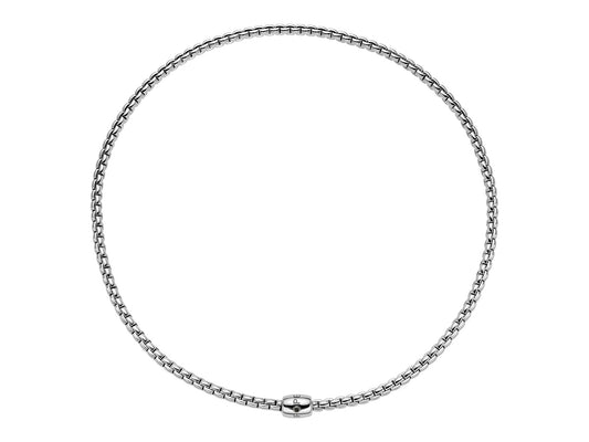 Maharaja Collection Round Diamond Fope Eka Stretch Necklace in 18K White Gold (0.01ctw)