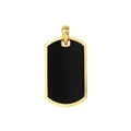 Maharaja Collection Fancy Black Enamel Dog Tag with Border Pendant in 14K Yellow Gold