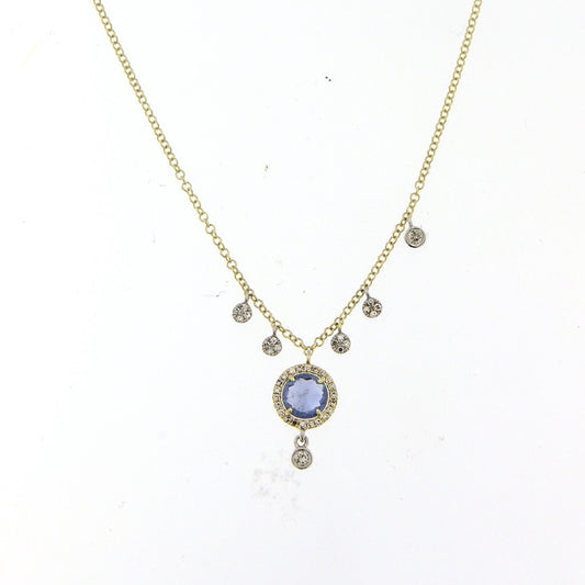Maharaja Collection Round Diamond and Sapphire Necklace in 14K White Gold (0.13ct)