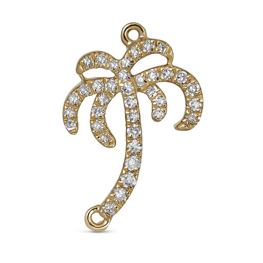 Maharaja Collection Diamond Palm Tree Charm Bracelet in 14K Yellow Gold (0.10ctw)