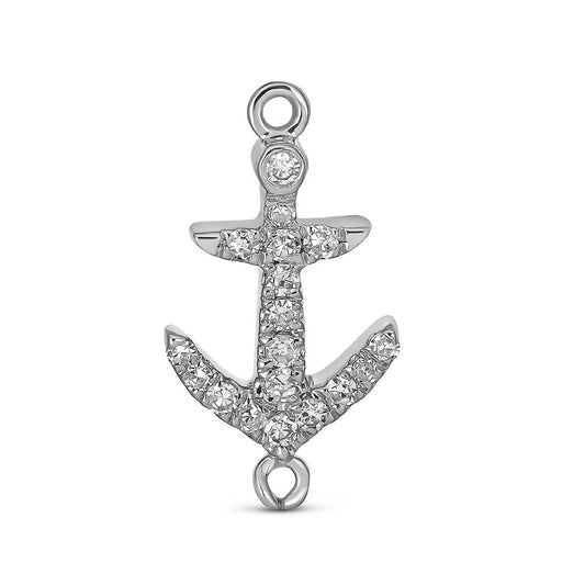 Maharaja Collection Round Diamond Anchor Charm Bracelet in 14K White Gold (0.05ctw)