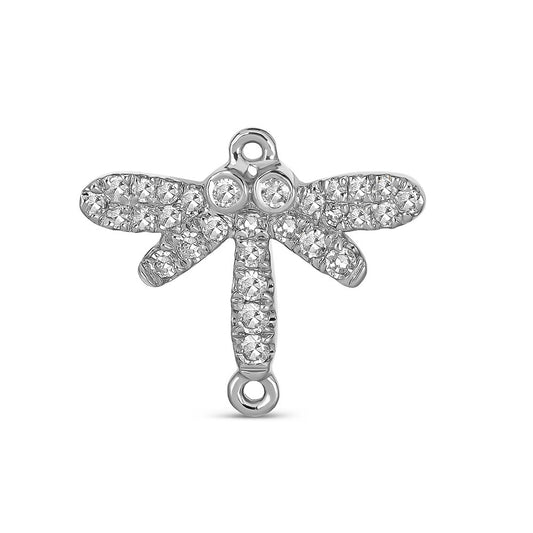 Maharaja Collection Round Diamond Dragonfly Charm Bracelet in 14K White Gold (0.08ctw)