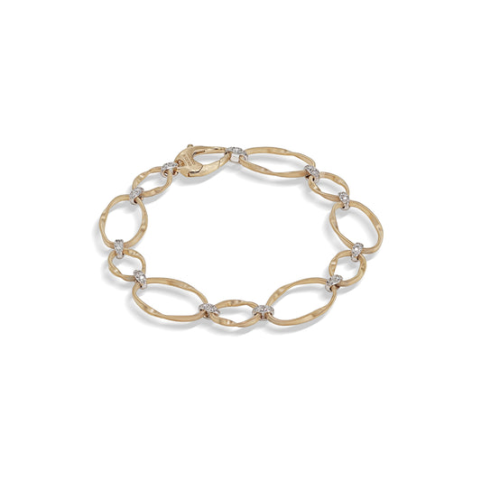 Maharaja Collection Flat Link Bracelet with Diamond Accents in 18K Yellow Gold (0.18ctw)