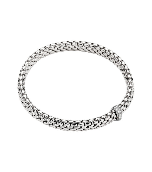 Maharaja Collection FOPE Vendome Flexible Bracelet with 0.10ctw Diamonds in 18K White Gold (0.10ctw)