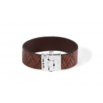 Maharaja Collection Leather Bracelet in Silver Coated Metal (15 Micron Silver)