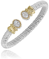 Maharaja Collection Open Diamond Bangle Bracelet in Sterling Silver/14K Yellow Gold (0.46ctw)