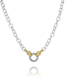 Maharaja Collection Round Diamond Necklace in Sterling Silver and 14K Yellow Gold (0.15ctw)