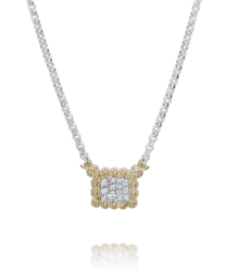Maharaja Collection Round Diamond Necklace in Sterling Silver & 14K Yellow Gold (0.23ctw)