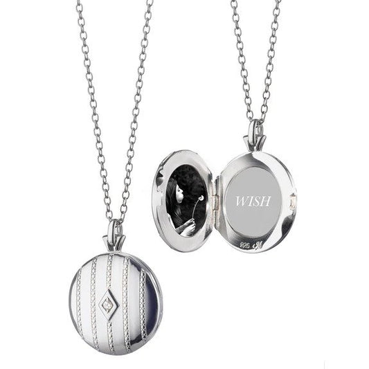 Maharaja Collection Round Locket with Beading and 0.06ctw Diamond on 30" Chain