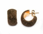 Maharaja Collection Dark Brown Polvere Huggie Earrings in Rose Gold