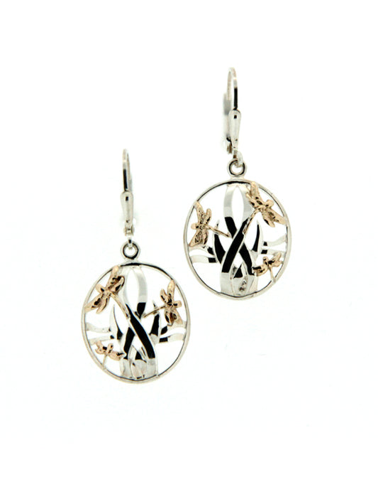Maharaja Collection Dragonfly In Reeds Leverback Earrings