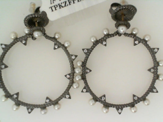 Maharaja Collection Industrial Finish Horizontal Small Hoop Earring in Metal