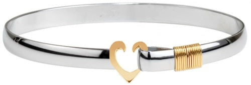 Maharaja Collection Heart Hook Bracelet in Gold Color Titanium Wrap (6mm, 7.5")