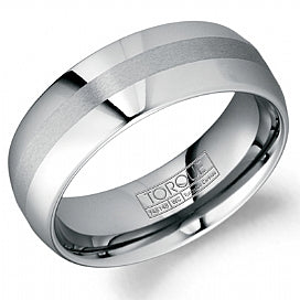 Maharaja Collection Sandpaper Center Tungsten Band in High Polish 8mm Size 10