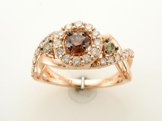 Maharaja Collection Le Vian Chocolate and Nude Diamond Ring in 14K Strawberry Gold (1.3ct)
