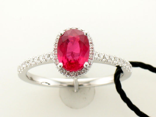 Maharaja Collection Round Passion Ruby and Vanilla Diamond Ring in 14K Vanilla Gold (0.92ctw)