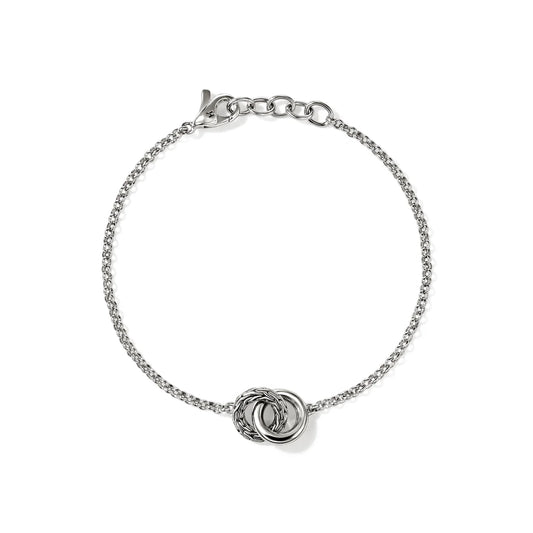 Interlinking Bracelet on 2mm Rolo Chain with Lobster Clasp