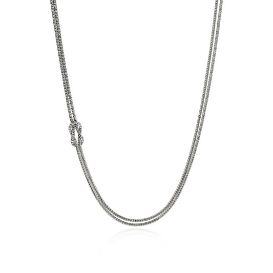 Love Knot Chain Necklace, Size 16-18 Adjustable in Silver