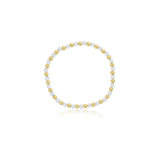 Maharaja Collection White Topaz and Gold Filled Beads Bracelet in Gold Filled