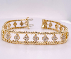 Maharaja Collection Flower Diamond Bracelet with 2.80ctw Diamonds in 14K Yellow Gold (2.8ctw)