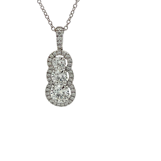 Maharaja Collection Aurora Large Diamond Pendant Necklace with 41=1.12ctw G/VS in 18K White Gold