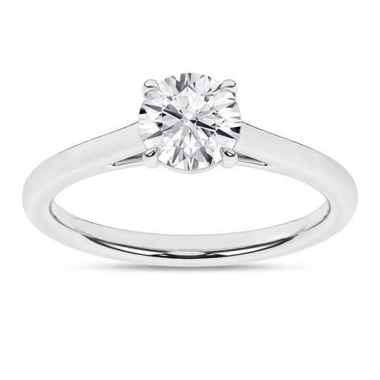 Maharaja Collection Round Solitaire Lab Grown Diamond Engagement Ring in 14K White Gold (1.03ct)