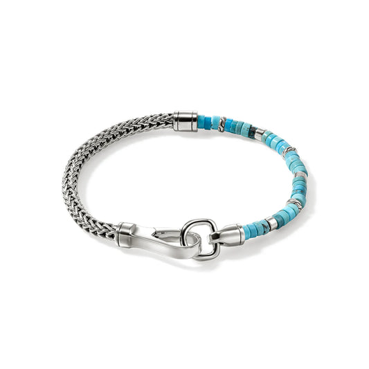 Heishi Bracelet on 4.5mm Chain with 4mm Treated Turquoise Beads and Hook Clasp