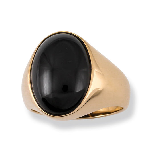 Maharaja Collection Oval Black Jade Gypsy Ring in Black Jade