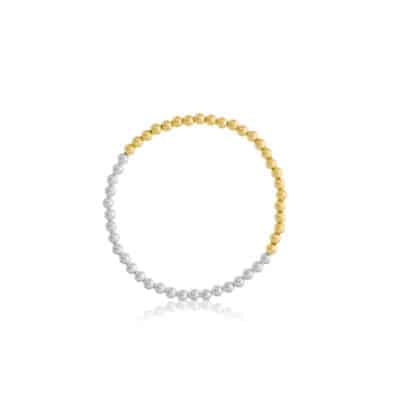 Maharaja Collection Two Tone Gold Filled and Sterling Silver Beaded Bracelet in Sterling Silver