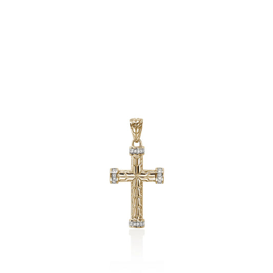Essentials Spiritual Diamond Pave Cross Pendant in 14K Gold (0.09ct)