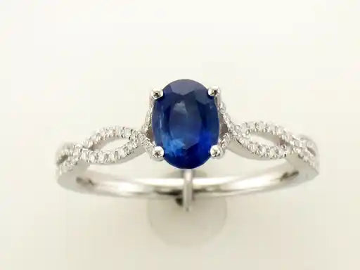 Maharaja Collection Emerald-Cut Sapp and Diamond Ring in Platinum (0.85ctw)