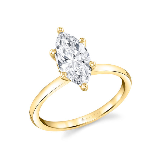 Maharaja Collection Marquise Cut Solitaire Engagement Ring in 14K Yellow Gold (2ct)