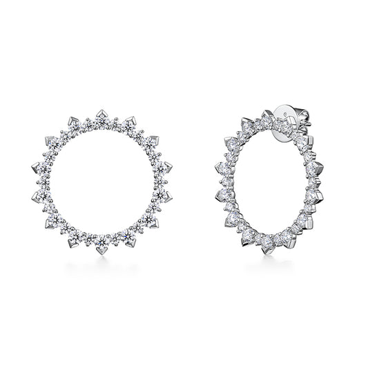 Maharaja Collection Hearts on Fire Aerial Sunburst Earrings with Round Diamond Swirls in 18K White Gold (4.61ctw)