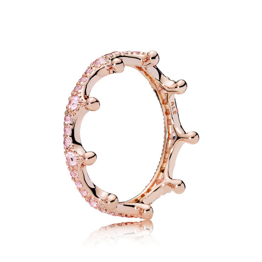 Maharaja Collection Pink Sparkling Crown Ring