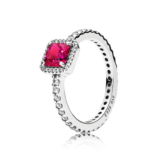 Maharaja Collection Timeless Elegance Synthetic Ruby and Clear Swirl Earrings in Silver