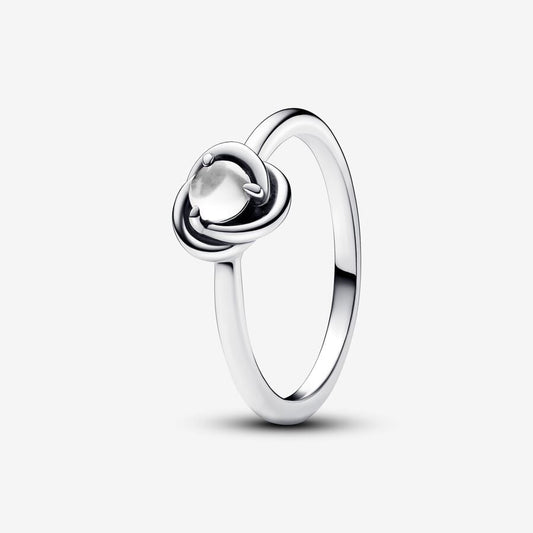 Maharaja Collection Round Clear Eternity Circle Ring in Silver