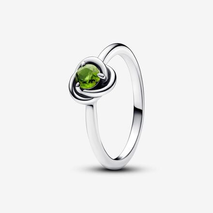 Maharaja Collection Round Green Stone Eternity Circle Ring in Gold