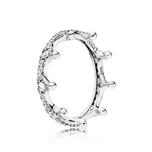 Maharaja Collection Round Diamond Crown Ring in Silver