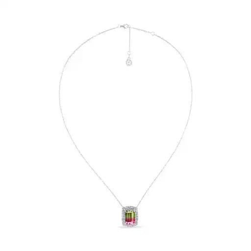 Maharaja Collection Tourmaline and Diamond Pendant Necklace in 18K White Gold (8.38ctw)