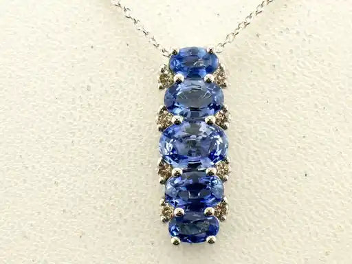 Maharaja Collection Blue Sapphire and Diamond Pendant Necklace in Platinum (2.45ctw)