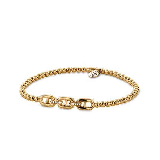 Maharaja Collection Mariner Link Stretch Bracelet with 0.04ct Diamonds in Sterling Silver