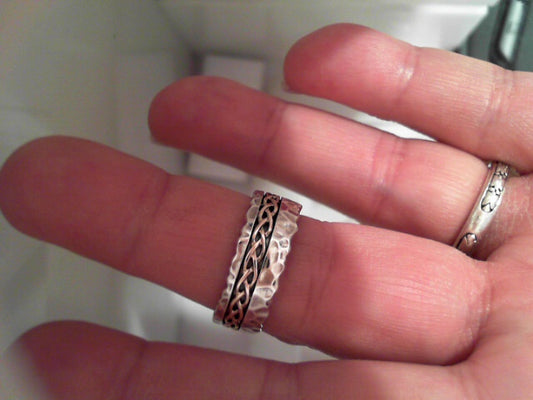 Maharaja Collection Hammered Weave Ring in Sterling Silver and Gold (Size 10)