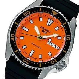 Maharaja Collection 42.5mm Orange Seiko 5 Sports Automatic Watch in Stainless Steel